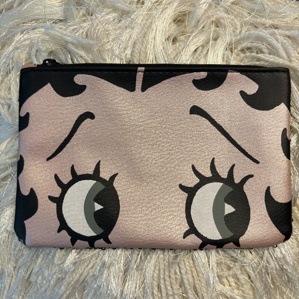 Betty Boop X Ipsy Rose Gold Shimmer Sequined Zipper Make up Cosmetic Bag Pouch